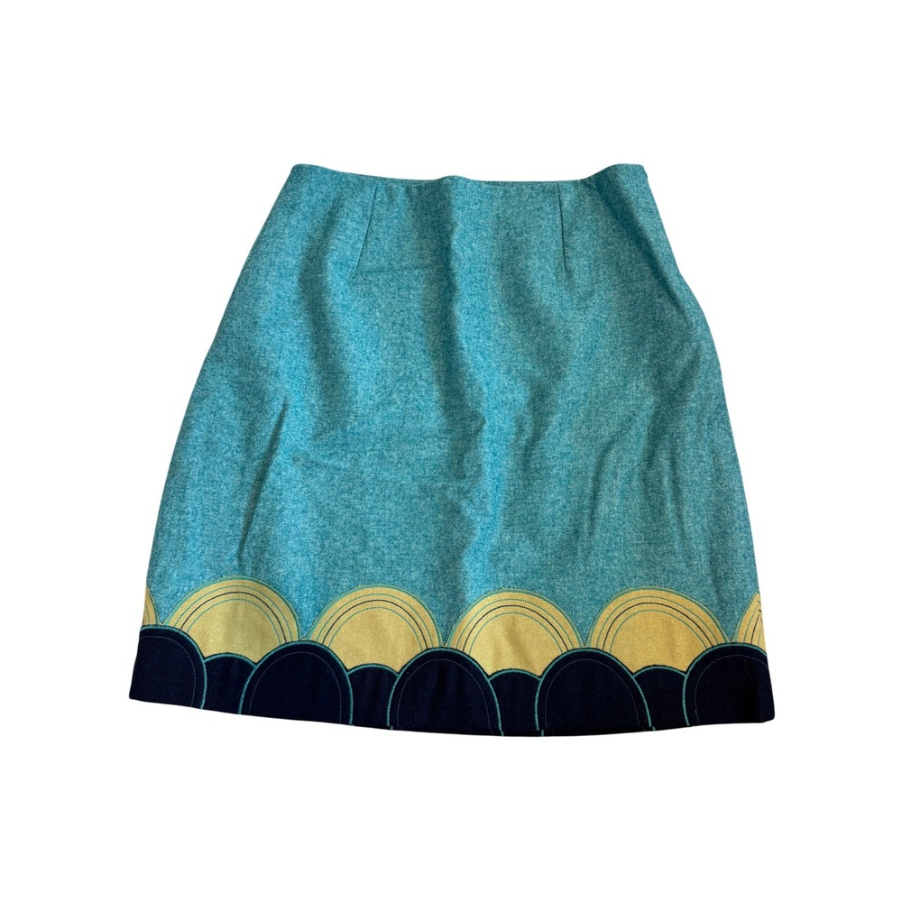 Boden Womens Teal Blue Wool‎ Blend Scalloped Applique Mini Skirt WG377 Size 12L